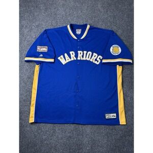Mens NBA Warriors Hardwood Classics Blue Button Jersey, Size 3XL